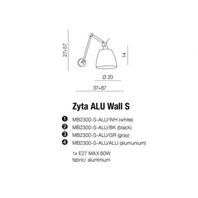 Kinkiet ZYTA WALL S ALU/WH AZ2295 + AZ2599 – Azzardo